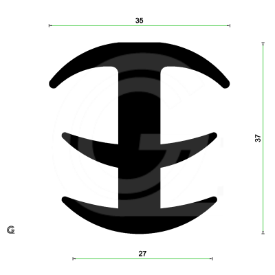 Dilatation profile | EPDM | 37 x 35 mm | per meter